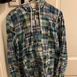 LL Bean plaid pullover hoodie